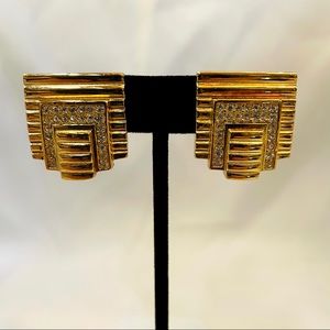 Christian Dior Vintage Gold Tone Clip-On Earrings for Neiman Marcus